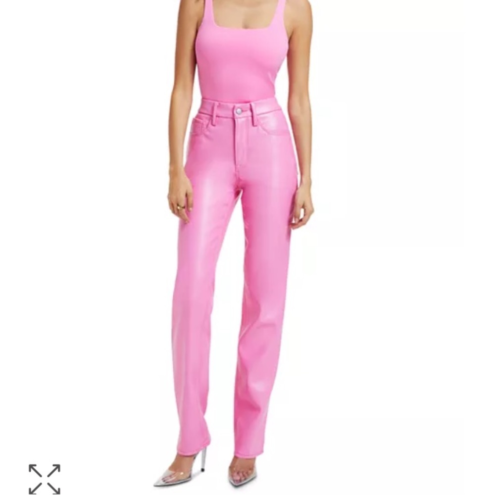 Pink Faux Leather Good American Jeans Barbie pants